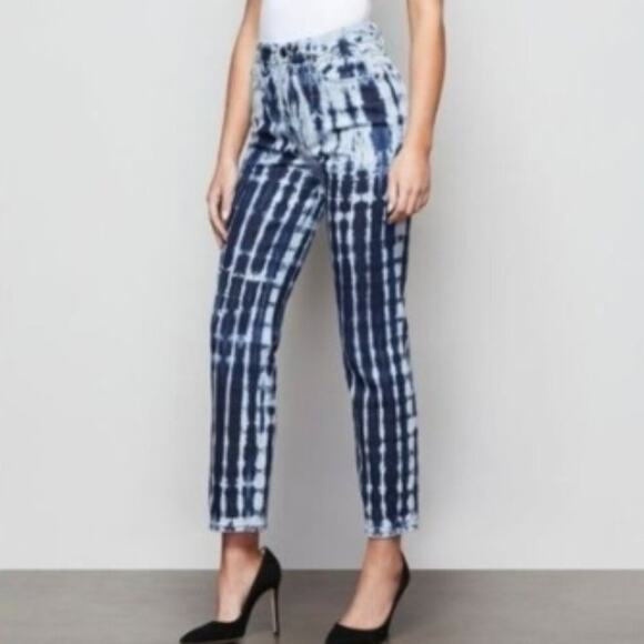 Good American Vintage Shibori Tie-Dye Stretch Straight Leg Jeans - Picture 1 of 5